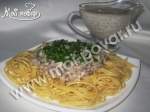 Спагетти с грибным соусом со сливками