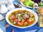 Суп с овощами, вермишелью и сосисками