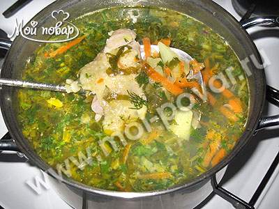 Куриный суп со щавелем и рисом